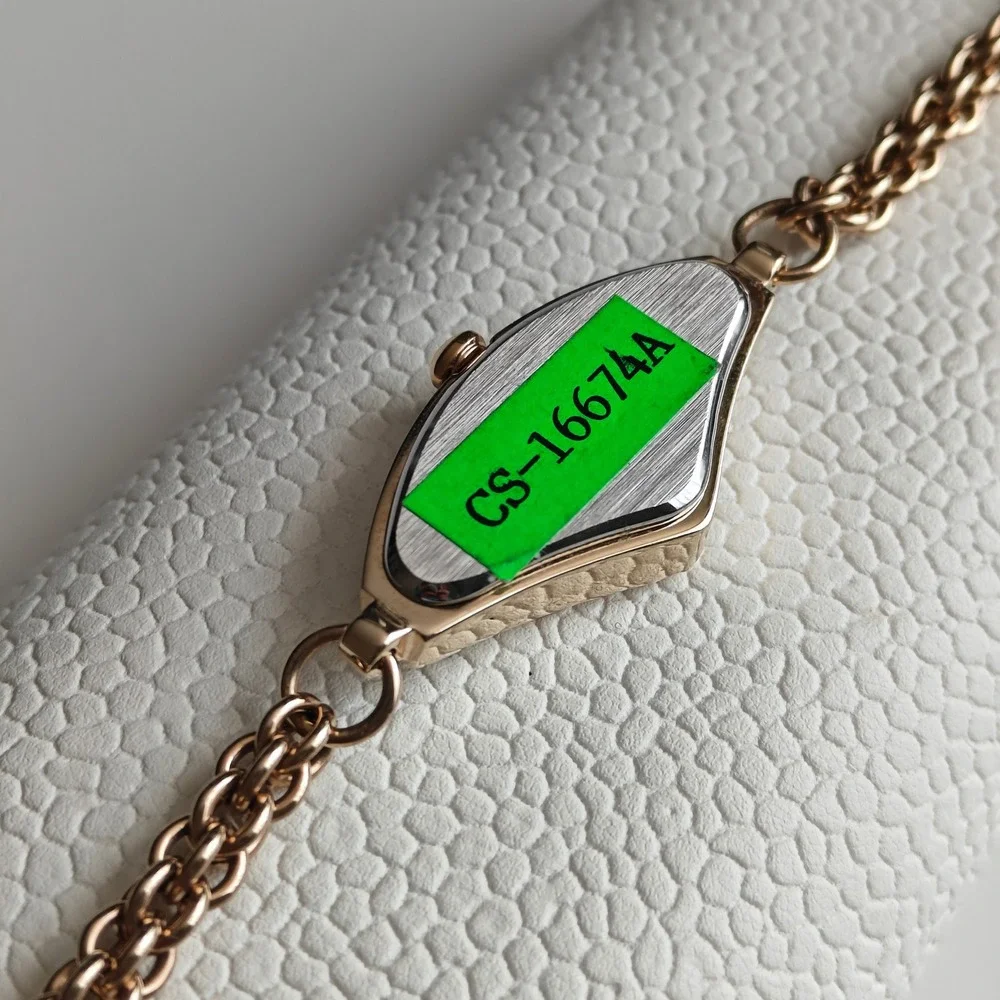 Jennifer Lopez Gold Tone Asymmetrical Watch Bracelet Brown Iridescent Chain Link
